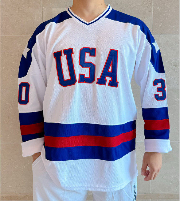 USA 자수 아이스 하키 블록코어 유니폼 긴팔 럭비 짐웨어 힙합