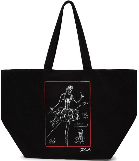 칼 라거펠트 K/발레 스케치 프린트 토트 백