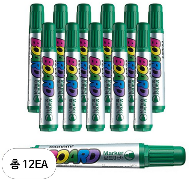 모나미 보드마카 B, 녹색, 12개