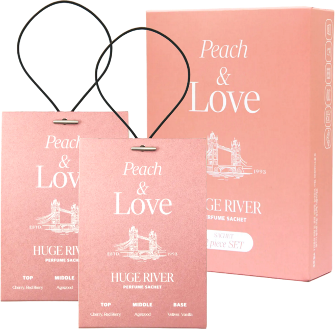 휴즈리버 프리미엄 퍼퓸 샤쉐 방향제, 피치 앤 러브, 1세트, 40g