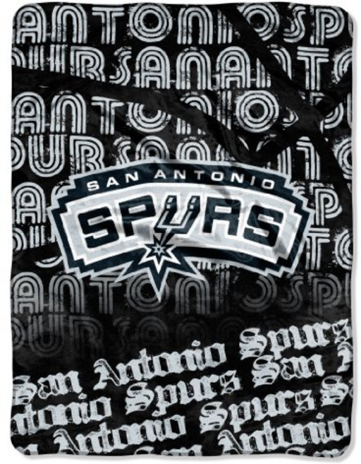 NBA San Antonio Spurs "Redux" Micro Raschel Throw Bla NBA 샌안토니오 스퍼스 "Redux" 마이크로 라셸 던지기 담요 46" x 60, 1개, Black