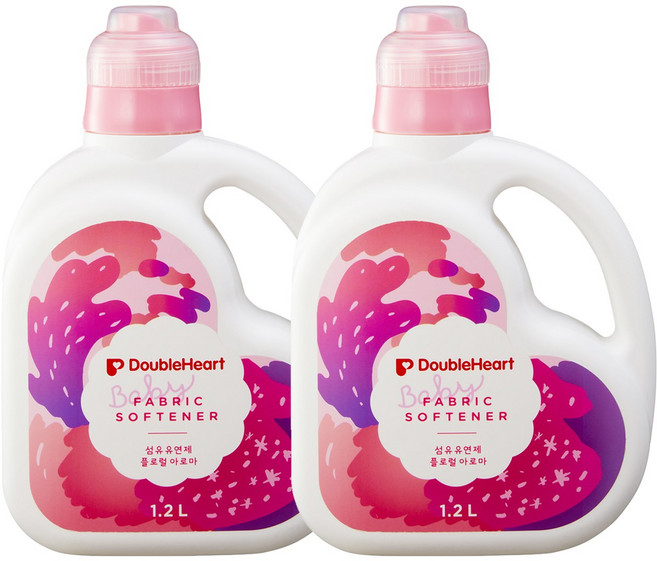 더블하트 유아전용 섬유유연제 플로럴아로마향 용기형, 1.2L, 2개
