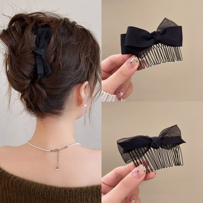 ZMBIRD 예쁜 리본 머리핀 잔머리 헤어빗핀 2종세트 N2593
