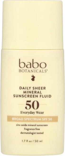 Babo Botanicals 데일리 쉬어 플루이드 미네랄 선스크린 50 무향 50ml(1.7fl oz), BaboBotanicals데일리쉬어플루이드미네랄선스크린, 1개, 50ml - 쿠팡