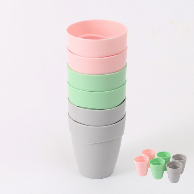 OW 플라스틱 파티컵 잔 음료 물컵 소형 콜라 6개입 다회용, 1세트