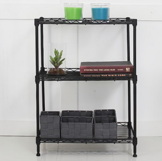 팬물산 미니 메탈랙 스탠드선반, Black Color, 3단