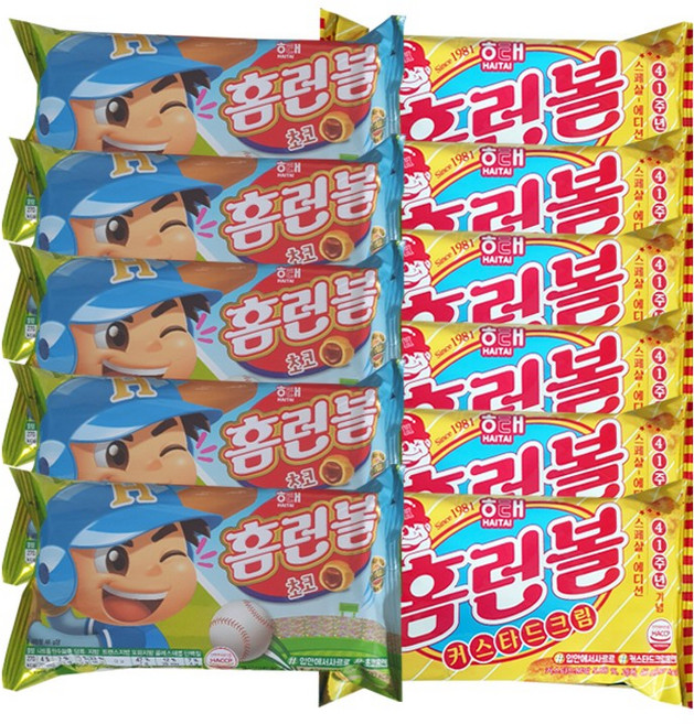 해태 홈런볼 초코 46g 6개 홈런볼 커스타드크림 46g 6개, 1세트