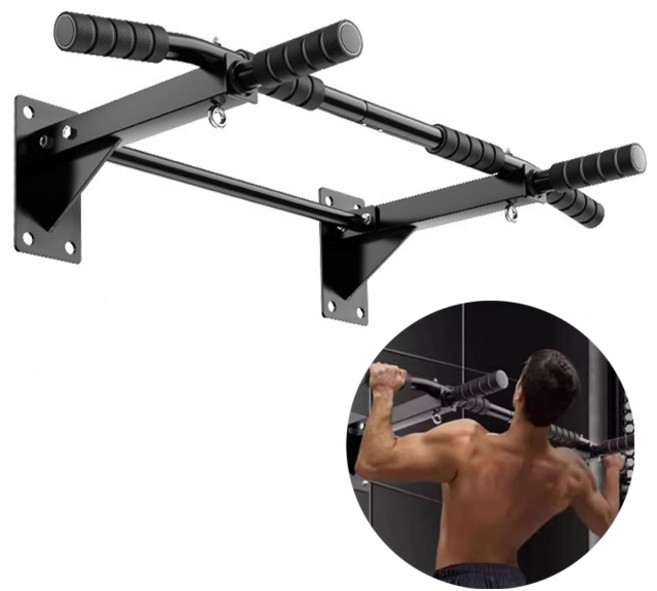 벽부착식 철봉 가정용 턱걸이 철봉 극강 고정 프리미엄 턱걸이 풀업바 철봉 실내 턱걸이기구 가정용 헬스 운동기구 실내 운동기구, 블랙