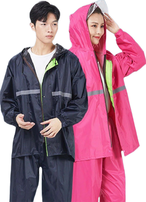 JOEKI 機車防水防風兩件式雨衣, 藏青