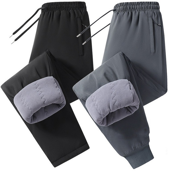 ANYOU 겨울 기모바지 도톰 밴딩 팬츠 방풍 방한 캐주얼 면바지팬츠 남성팬츠 스트레이트팬츠