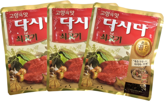 다시다 명품 골드 쇠고기, 250g, 3개