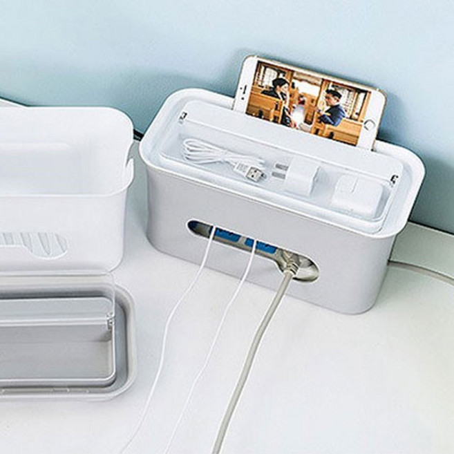 콘센트가리개 멀티탭정리함 케이블정리함 스마트폰거치대 ver3 케이블 전선 정리, 그레이, 1개