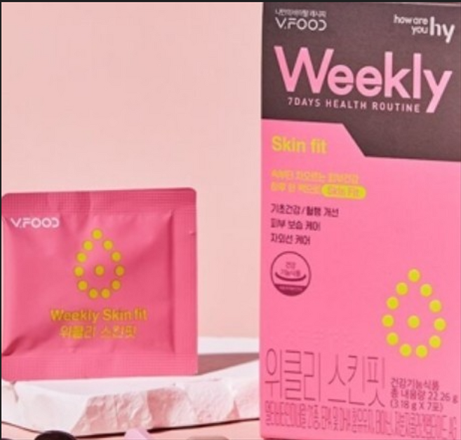 국산 원료 사용 피부 영양제 브이푸드 위클리 스킨핏 주간 관리 세트, 1개, 22.26g