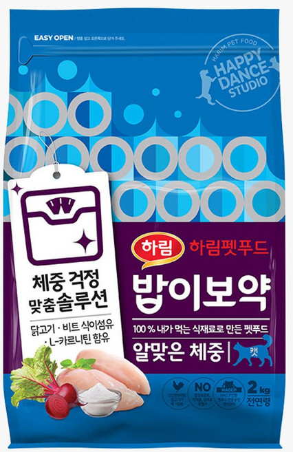 하림펫푸드 전연령 고양이 밥이보약 기능성 사료, 다이어트(체중유지), 2kg, 1개