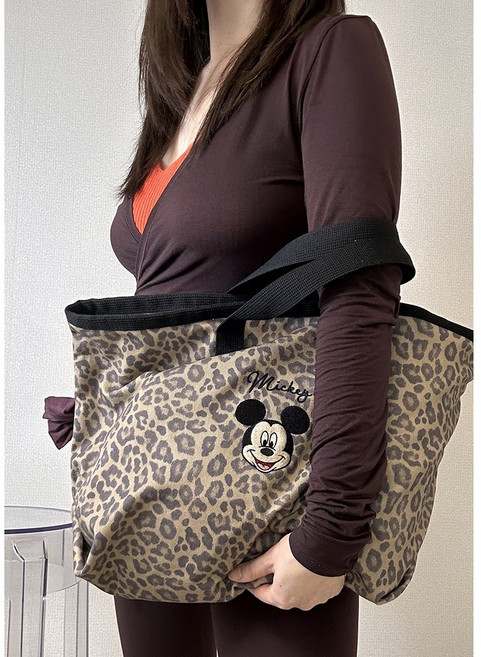 [국내제작] 디즈니 미키마우스 호피 패턴 토트백겸용 숄더백