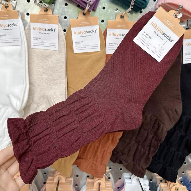 kikiya socks 韓國東大門堆堆皺褶襪