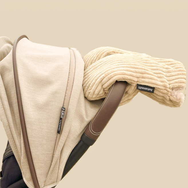 어텀31 코듀로이 유모차 장갑 핸드머프, 1세트, 카라멜