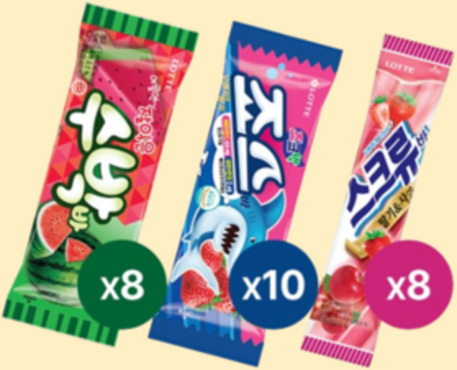 롯데 아이스크림 죠크박 (죠스10 수박8 스크류8), 1개