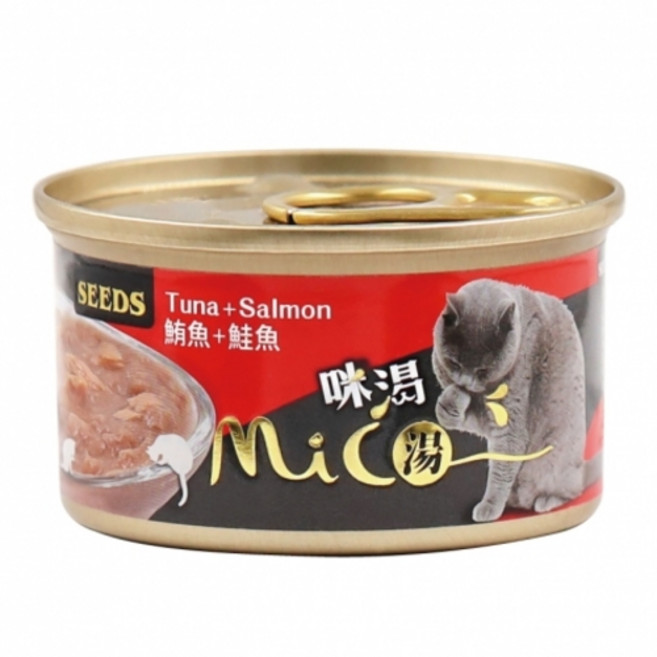 Mico 貓咪罐頭 鯖魚+吻仔魚, 85g, 1個, 鮪魚+鮭魚