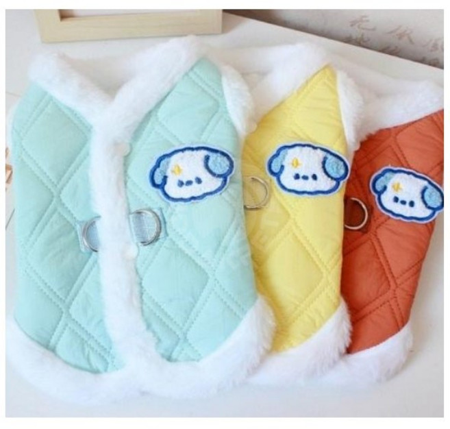 강아지 롱앤봄 누빔 퍼 김장 할매조끼(특가할인), 민트색