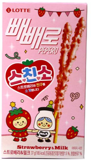 2026신상 롯데웰푸드 빼빼로 스트로베리 앤 밀크, 37g