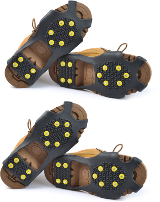 한별나라 여성 남성을 위한 등산용 눈길 미끄럼방지 휴대용 아이젠 4p, 블랙