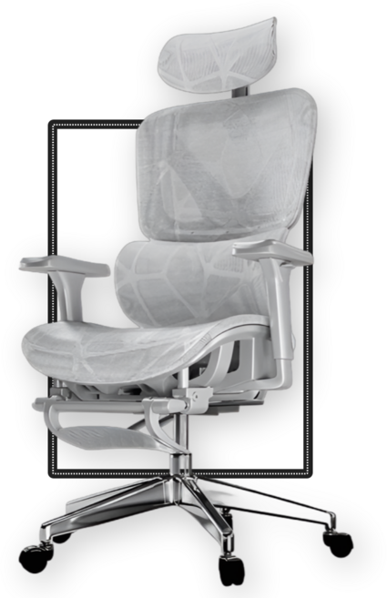 뤼갤 메쉬 PRO 컴퓨터 의자 사무용 게이밍 기어 발받침 프레임 체어, White