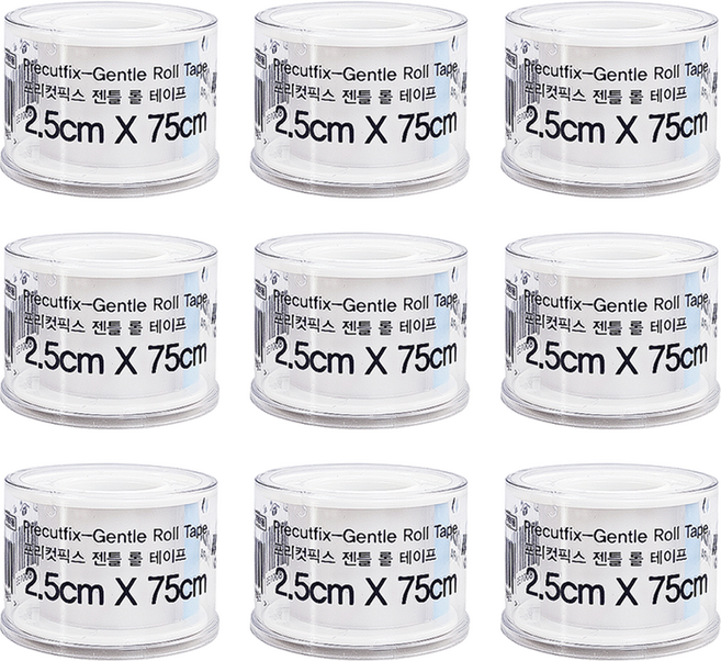 프리컷픽스 젠틀 롤 2.5cm x 75cm 실리콘반창고 테이프1매입 srto 실리콘테이프 방수 롤형, 9개, 1개입