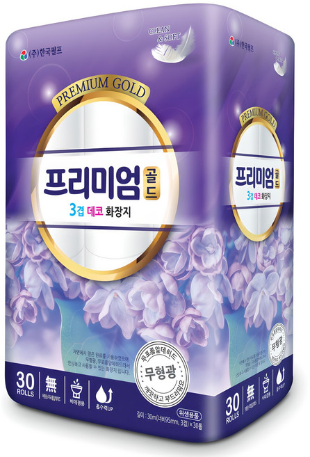 프리미엄골드 3겹테코 화장지, 30m, 30롤, 1개
