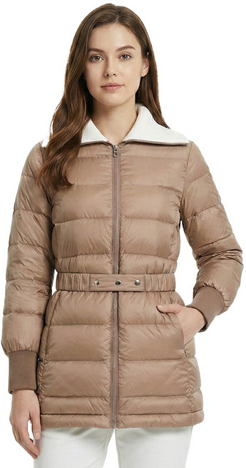 [보그너] 여성 와이드 칼라 구스다운 점퍼 CAMEL