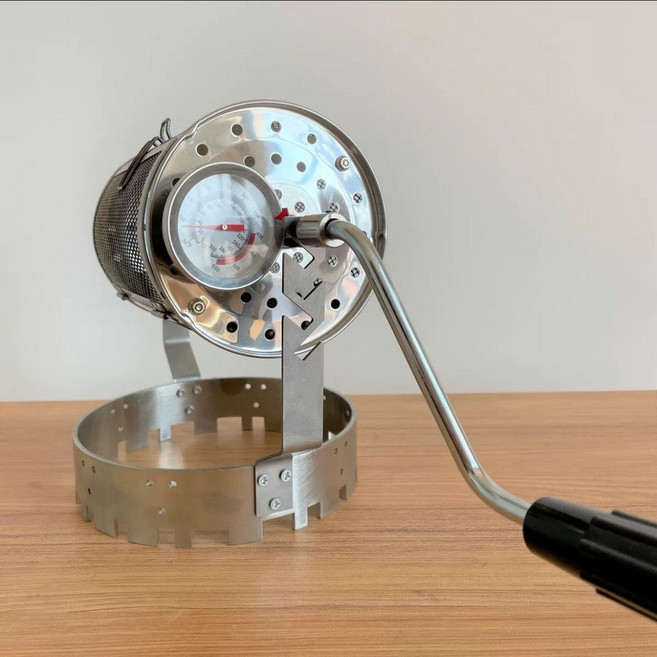 半直火烘豆機 手搖咖啡烘焙網 家用咖啡生豆烘焙滾筒式烘焙網, 手搖帶溫度計版, 1個