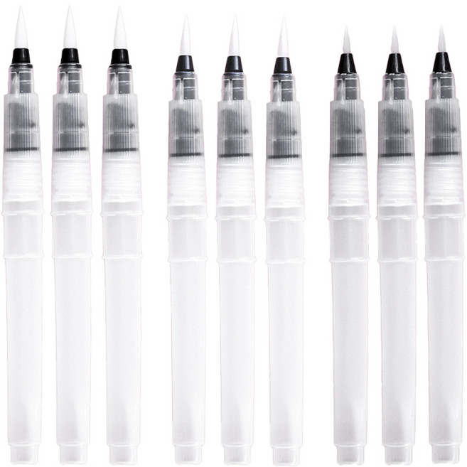 워터 브러쉬 워터붓 수채화붓 물감붓 150mm, 3세트, 둥근붓 3종