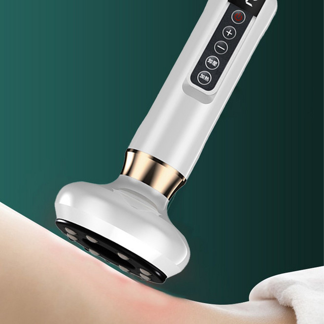 저주파 바디 괄사 일체형 무선 충전 온열 어깨 마사지기, 흰색