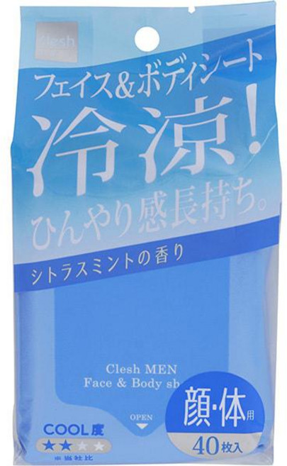 Clesh MEN 클레쉬 맨 페이스 & 바디 시트 시트러스 민트향 40매입 페이스 / 바디 시트 데오드란트, 단품, 1개