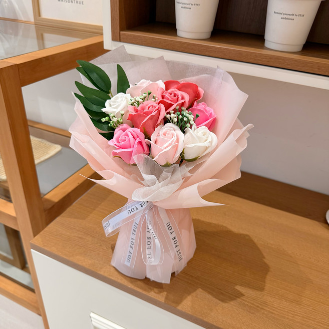 라라레브 비누꽃 꽃다발+쇼빙백 세트, 핑크, 1개