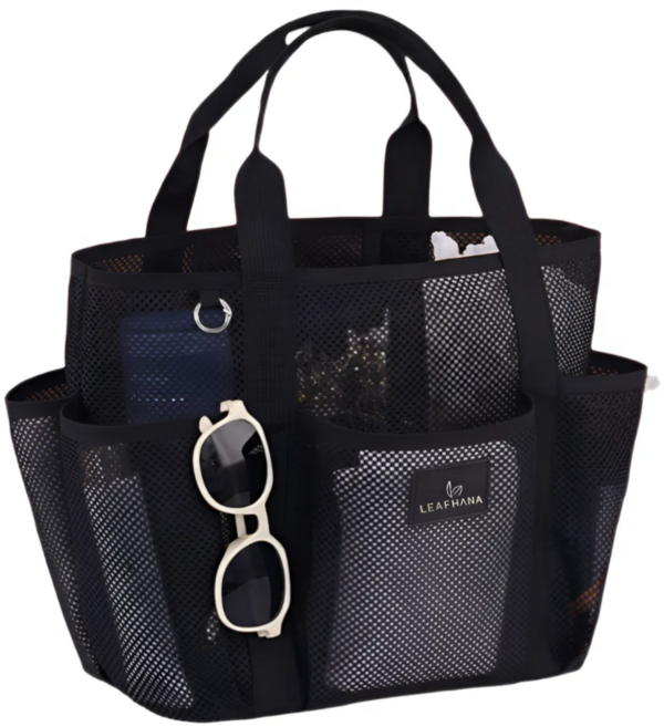 리프하나 멀티포켓 메쉬 수영가방 대형, 블랙