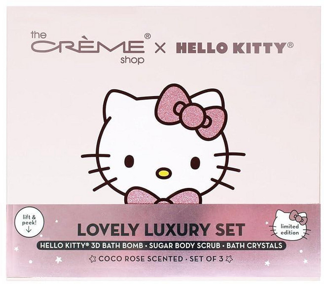 The Crème Shop x 헬로 키티 러블리 럭셔리 스파 그녀 선물 목욕 필수품 배쓰밤 크리스탈 슈가 스크럽 코코아 로즈 향 240086, The Crème Shop x 헬로 키티 러블리 럭셔