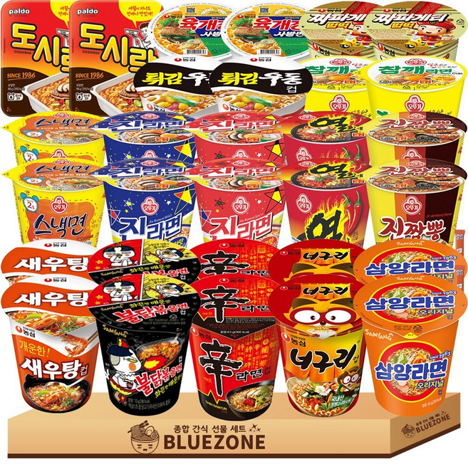 컵라면 세트 육개장2 신라면2 짜범2 튀김우동2 새우탕2 너구리2 진매2 진순2 진짬뽕2 스낵면2 참깨라면2 열라면2 불닭볶음면2 도시락2 삼양2 라면스틱2, 30개