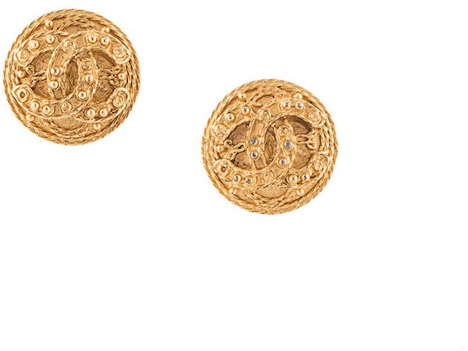 샤넬 중고 1994 CC 로고 버튼 이어링