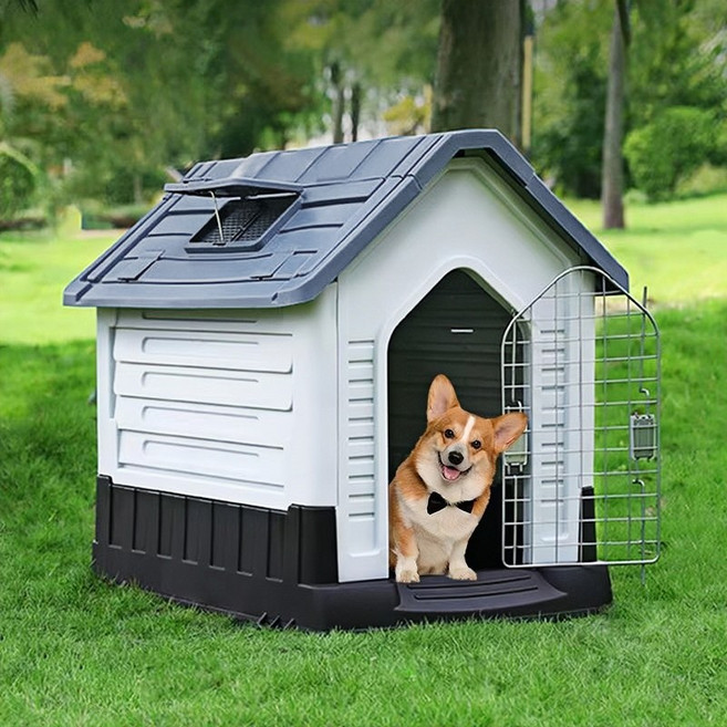댕댕이집 아웃도어 대형 애견 하우스 개집, 1개, 그레이