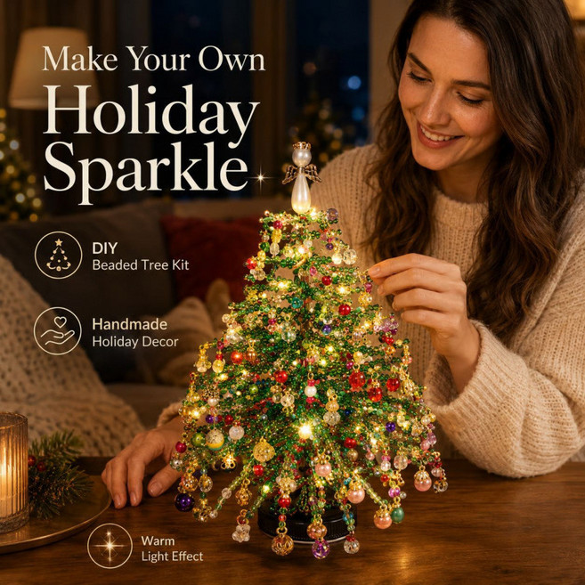 Beaded Christmas Tree Kit -수공 DIY 구슬 크리스마스트리 세트, 1개, D
