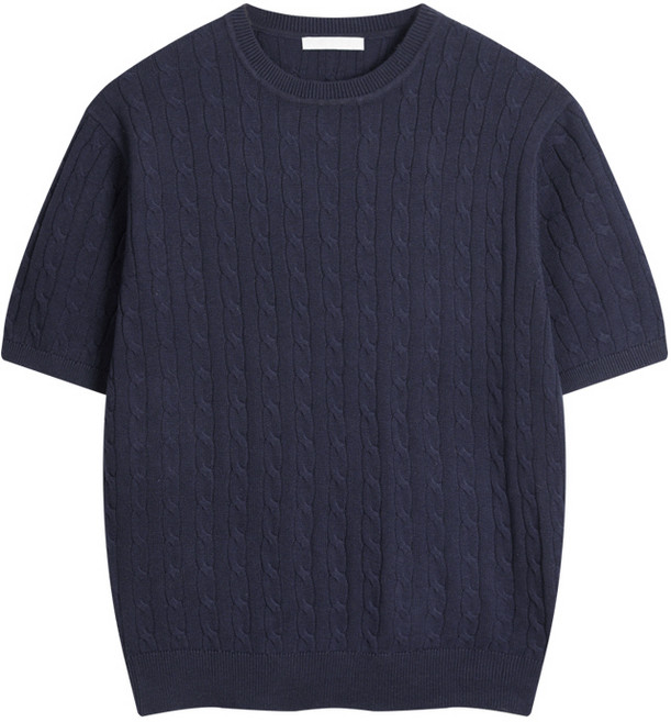 제이슨 꽈배기 라운드 반팔 니트 JA-1497 WPR1005