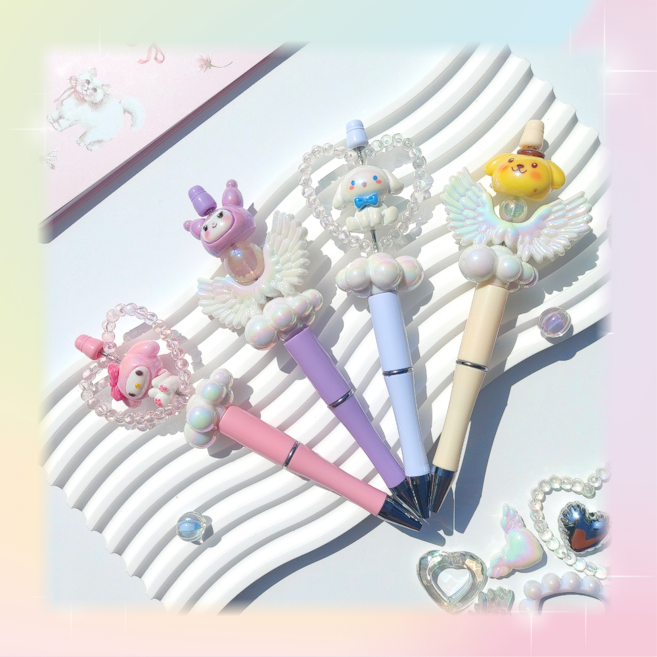 꾸잉 볼펜 꾸미기 세트 볼꾸 볼펜비즈 데코펜 DIY세트, 1개, 동물 캐릭터 4종세트