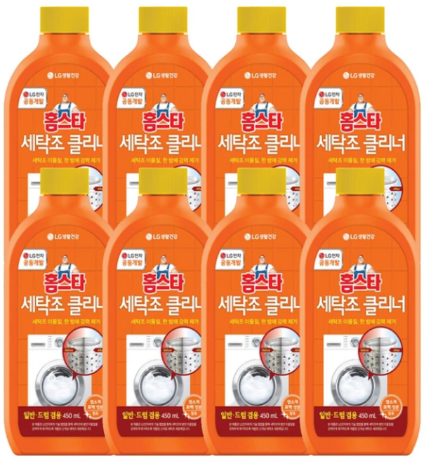 엘지생활건강 홈스타 세탁조클리너 450ml x 8 일반 통돌이 드럼 겸용 세탁조 클리너 크리너, 홈스타 세탁조 클리너 450ml x 8, 8개