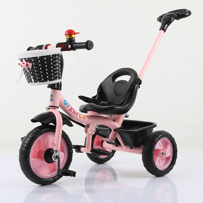 Qi Zhi Le 兒童三輪腳踏車, 低配帶推把粉:如圖所示, 1個