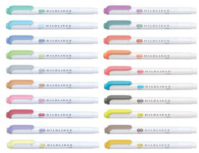 제브라 마일드라이너 트윈 형광펜 낱색 35color, WKT7-MT/옐로우