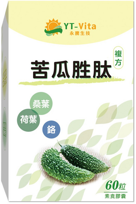 YT-Vita 永騰生技 苦瓜胜肽複方膠囊 酵母鉻 荷葉與桑葉萃取, 1個, 60顆