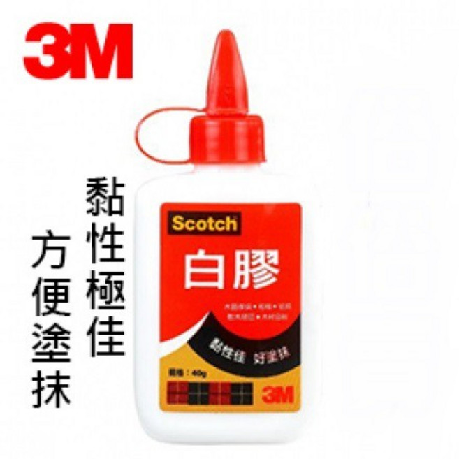 3M Scotch 樹脂白膠 3040 (40cc) 黏性強 透明無痕 安全無毒, 1個