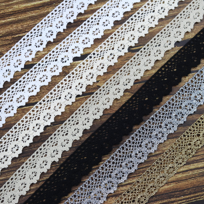 작은해바라기 7색 폭넓이 2.6cm 토숀 레이스 면실, 블랙, 1개