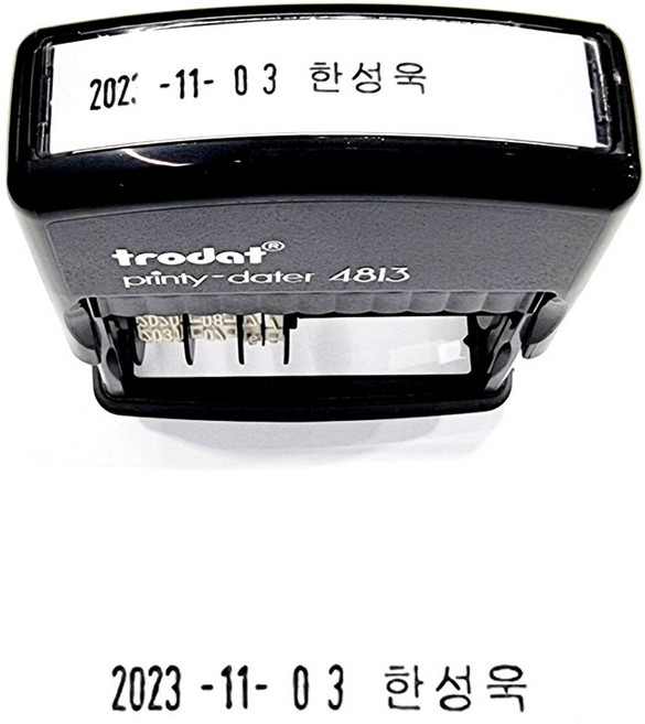 4813-1 날짜 옆에 이름 함께 찍는 자동스탬프(수성), 1개, 블랙